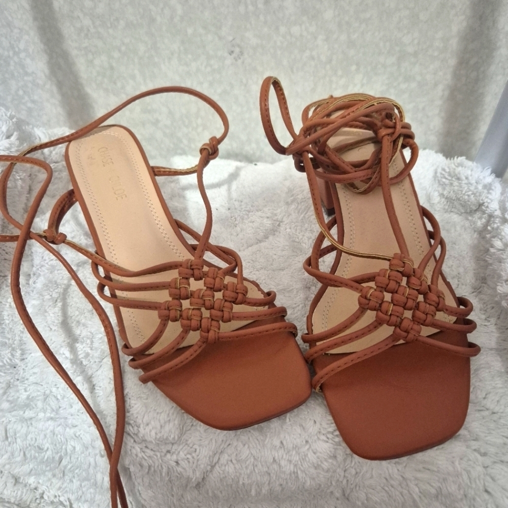 CHASE + CLOE Women's Burnt Orange Strappy Sandals...SIZE:9